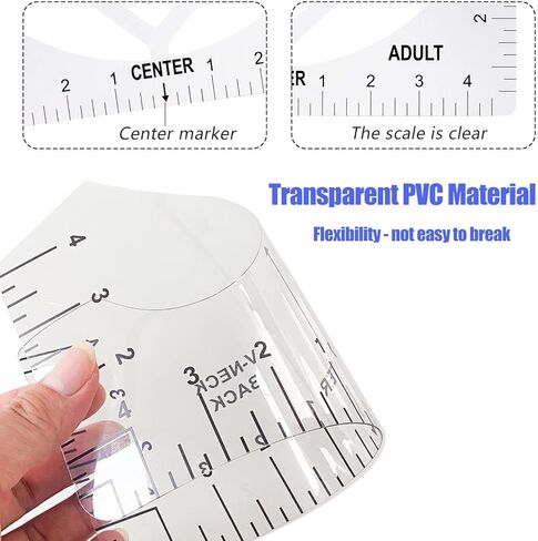 KISSWILL 9 Pcs Transparent Tshirt-Ruler Guide for Vinyl Alignment, Tshirt-Ruler for Heat Press, Tshirt-Rulers to Center Vinyl for Children Youth Adult, Measuring Front & Back in Kuwait