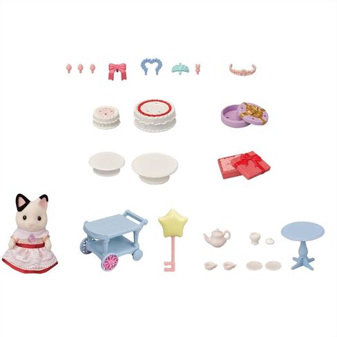 Calico Critters Tuxedo Cat Girl's Party Time Playset, Dollhouse Playset with Figure and Accessories in Saudi Arabia