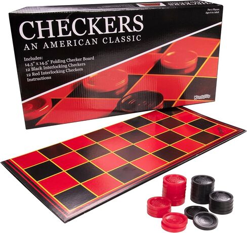 Kangaroo - Multiplayers Mind Blowing Strategy Board Game - Portable Educational Travel Paper Checkers - Includes Large Board w/ 24 Checkers (12 Red and 12- Black) 15x15 Inches in Saudi Arabia