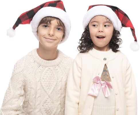 جويين قبعات عيد الميلاد سانتا المخملية المخملية المخملية الفاخرة مع اساور اكمام بيضاء لمستلزمات حفلات الكريسماس والعطلات (8 قطع) in Kuwait
