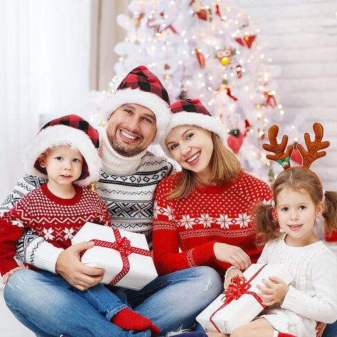 جويين قبعات عيد الميلاد سانتا المخملية المخملية المخملية الفاخرة مع اساور اكمام بيضاء لمستلزمات حفلات الكريسماس والعطلات (8 قطع) in Kuwait