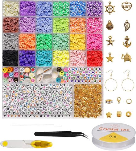 Long tiantian 17000pcs 2mm Glass Seed Beads for Bracelet Making Kit,Tiny Waist Beads Kit with Letter Beads and Elastic String, Small Beads Friendship Jewelry Making Kit, DIY Art Craft Girls Gifts in Kuwait