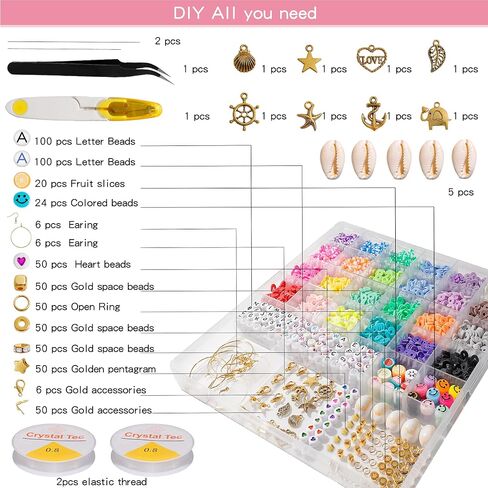 Long tiantian 17000pcs 2mm Glass Seed Beads for Bracelet Making Kit,Tiny Waist Beads Kit with Letter Beads and Elastic String, Small Beads Friendship Jewelry Making Kit, DIY Art Craft Girls Gifts in Kuwait