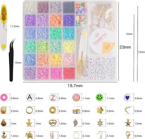 Long tiantian 17000pcs 2mm Glass Seed Beads for Bracelet Making Kit,Tiny Waist Beads Kit with Letter Beads and Elastic String, Small Beads Friendship Jewelry Making Kit, DIY Art Craft Girls Gifts in Kuwait
