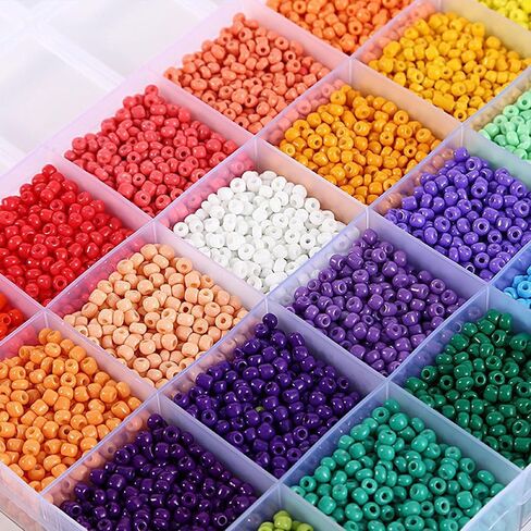 Long tiantian 17000pcs 2mm Glass Seed Beads for Bracelet Making Kit,Tiny Waist Beads Kit with Letter Beads and Elastic String, Small Beads Friendship Jewelry Making Kit, DIY Art Craft Girls Gifts in Kuwait