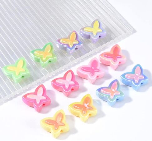 20 قطعة من الخرز الملون الكبير لصنع الاساور من كاس فري، خرز بلاستيكي لصنع سلسلة المفاتيح خرز اكريليك لصنع المجوهرات (فراشة) in Kuwait