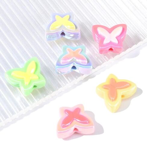 20 قطعة من الخرز الملون الكبير لصنع الاساور من كاس فري، خرز بلاستيكي لصنع سلسلة المفاتيح خرز اكريليك لصنع المجوهرات (فراشة) in Kuwait