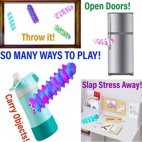 KINIA Squidopop Pop It Baby Toddler Suction Bath Toys Child Fidget Sensory Toy Caterpillar Animal Fidgets (4 Pack, Pop It Squidopop) in Kuwait