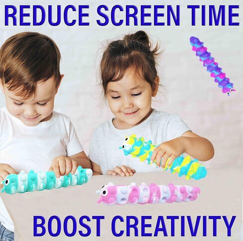 KINIA Squidopop Pop It Baby Toddler Suction Bath Toys Child Fidget Sensory Toy Caterpillar Animal Fidgets (4 Pack, Pop It Squidopop) in Kuwait