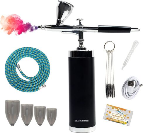 مجموعة فرشاة هوائية لاسلكية مع ضاغط، مجموعة ضاغط فرشاة هوائية لاسلكية محمولة للرسم والنماذج والفنون والوشم وفن الاظافر والوضع والمكياج والكيك وصالون الحلاقة ورسم التيشيرت والدباغة من العلامة التجارية in Kuwait