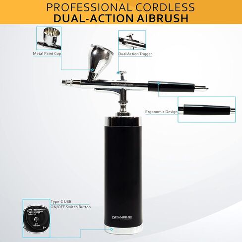 مجموعة فرشاة هوائية لاسلكية مع ضاغط، مجموعة ضاغط فرشاة هوائية لاسلكية محمولة للرسم والنماذج والفنون والوشم وفن الاظافر والوضع والمكياج والكيك وصالون الحلاقة ورسم التيشيرت والدباغة من العلامة التجارية in Kuwait