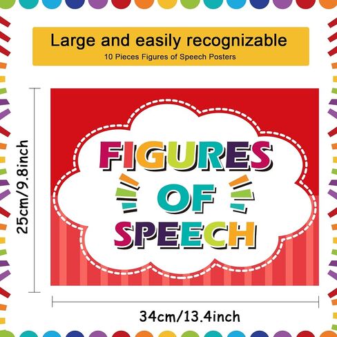 10 Pieces Figures of Speech Posters Educational Posters for Classroom Laminated Posters Figurative Language Poster Educational Language Arts Poster for Elementary Middle School High School Supplies in Saudi Arabia