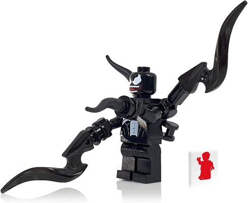 LEGO Super Heroes Spider-Man Minifigure - Venom with Spiked Blades (76004) and Minifigureland Tile in Saudi Arabia