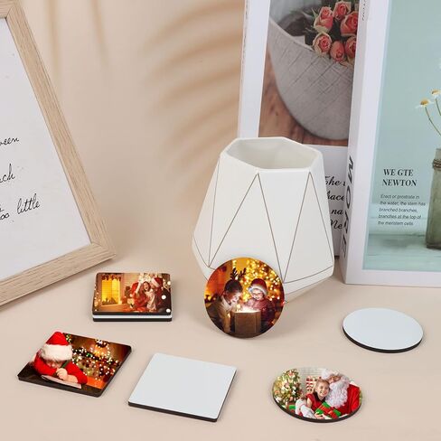 20 قطعة من مغناطيس الثلاجة الفارغ بالتسامي، مغناطيس الثلاجة نقل الحرارة مربع دائري ام دي اف نقل الحرارة، لوح فارغ للهالوين والكريسماس، مغناطيس التسامي للمطبخ والسبورة البيضاء in Kuwait