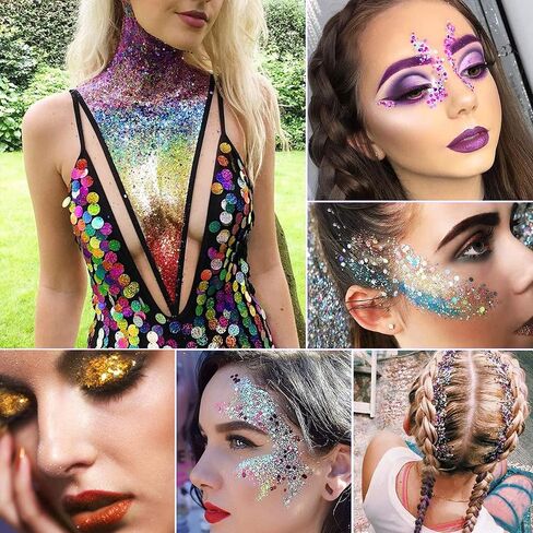 جليتر مكتنز ثلاثي الأبعاد 12 لونًا، YSMNDE 120 جرامًا من مستحضرات التجميل اللامعة للراتنج، وترتر الجسم، والشعر، والوجه، والأظافر، والنحيف، والأكواب، والرسم، وبطاقات المعايدة، وفنون حفلات المهرجانات والمزيد - 0.35 أونصة لكل منها in Kuwait