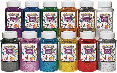 Colorations Extra-Safe Plastic Glitter Classroom Supplies Multicolor Variety Pack (Set of All 12) in Saudi Arabia