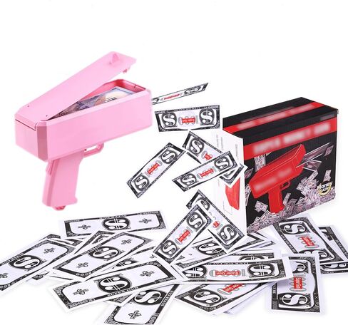 مسدس IKJNMLP Prop Gold Money Shooter الذي يبدو حقيقيًا ويمكن أن ينثر الأموال مثل المطر، مسدس أموال مزيف، مسدس نقدي مزيف، مسدس رمي أموال، مسدسات أموال للحفلات، حفلات البكالوريوس، الزفاف (وردي) in Kuwait