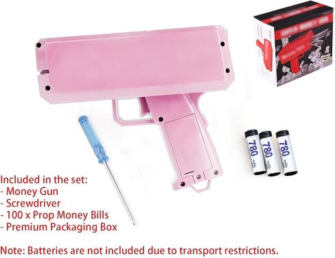 مسدس IKJNMLP Prop Gold Money Shooter الذي يبدو حقيقيًا ويمكن أن ينثر الأموال مثل المطر، مسدس أموال مزيف، مسدس نقدي مزيف، مسدس رمي أموال، مسدسات أموال للحفلات، حفلات البكالوريوس، الزفاف (وردي) in Kuwait