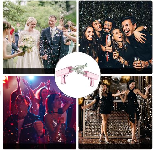 مسدس IKJNMLP Prop Gold Money Shooter الذي يبدو حقيقيًا ويمكن أن ينثر الأموال مثل المطر، مسدس أموال مزيف، مسدس نقدي مزيف، مسدس رمي أموال، مسدسات أموال للحفلات، حفلات البكالوريوس، الزفاف (وردي) in Kuwait