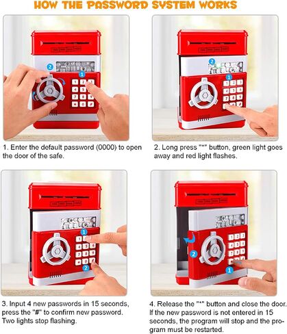 Liberty Imports Kids Piggy Bank Toy, Digital Password Key Money Safe for Cash Coin, Mini ATM Cash Coin Saving Toy for Children in Saudi Arabia