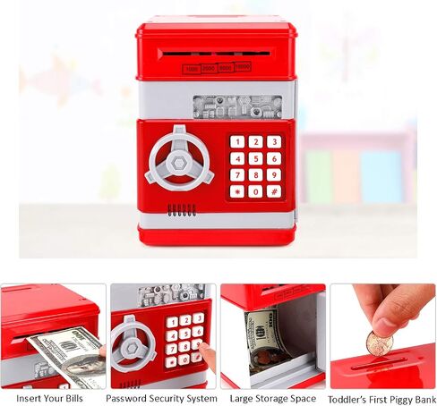 Liberty Imports Kids Piggy Bank Toy, Digital Password Key Money Safe for Cash Coin, Mini ATM Cash Coin Saving Toy for Children in Saudi Arabia