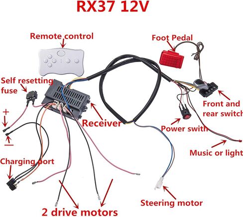 12 Volt Children Electric Car DIY Modified Wires and Switch Kit,with 2.4G Bluetooth Remote Control and Receiver,for Children Electric Ride On Car Accessories in Saudi Arabia