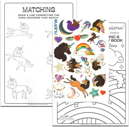مجموعة كتب تلوين أفرو يونيكورن الرائعة للأطفال - حزمة مع كتابين لأنشطة يونيكورن مع وشوم يونيكورن وألعاب وألغاز والمزيد من الملصقات الإضافية | كتب تلوين يونيكورن للبنات 4-8 in Kuwait
