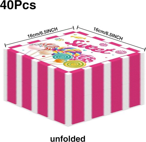 OXYLIPO 40Pcs Lollipop Paper Napkins Birthday Party Napkins Disposable Set Sweet Lollipop Themed Party Supplies in Saudi Arabia