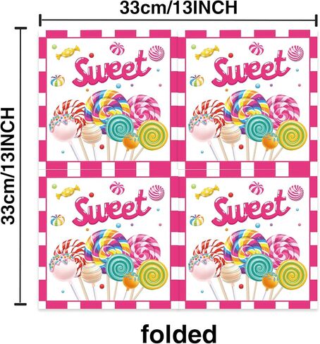 OXYLIPO 40Pcs Lollipop Paper Napkins Birthday Party Napkins Disposable Set Sweet Lollipop Themed Party Supplies in Saudi Arabia