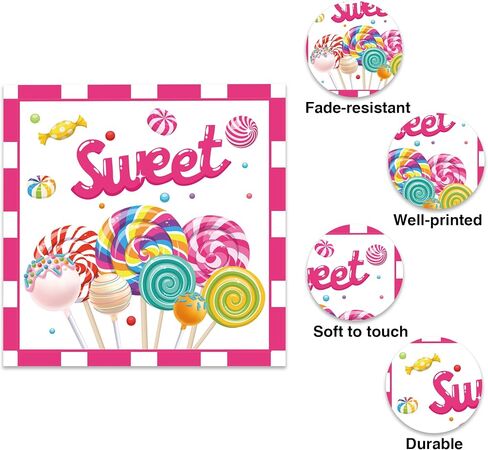 OXYLIPO 40Pcs Lollipop Paper Napkins Birthday Party Napkins Disposable Set Sweet Lollipop Themed Party Supplies in Saudi Arabia