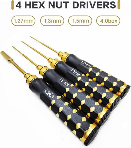 VICRAZZE RC سيارة أداة مجموعة 1.27 مللي متر 1.3 مللي متر 1.5 مللي متر 4.0 مللي متر (صندوق) التيتانيوم مسدس مفك RC إصلاح وجع أدوات عدة ل محوري SCX24 4 قطعة in Kuwait