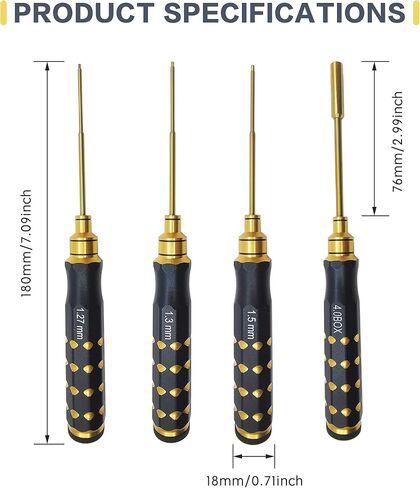 VICRAZZE RC سيارة أداة مجموعة 1.27 مللي متر 1.3 مللي متر 1.5 مللي متر 4.0 مللي متر (صندوق) التيتانيوم مسدس مفك RC إصلاح وجع أدوات عدة ل محوري SCX24 4 قطعة in Kuwait