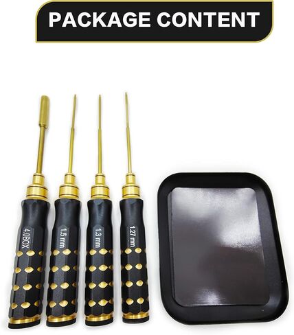 VICRAZZE RC سيارة أداة مجموعة 1.27 مللي متر 1.3 مللي متر 1.5 مللي متر 4.0 مللي متر (صندوق) التيتانيوم مسدس مفك RC إصلاح وجع أدوات عدة ل محوري SCX24 4 قطعة in Kuwait