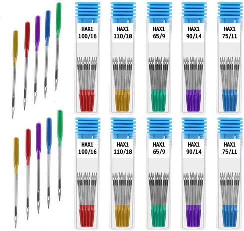 تشاومنجيا 120 قطعة من ابر ماكينة الخياطة ذات النقاط العادية العالمية، متوافقة مع سينجر وبراذر وجانوم وفارماكس بمقاسات 65/9، 75/11، 90/14، 100/16، 110/18 (5 الوان) in Kuwait