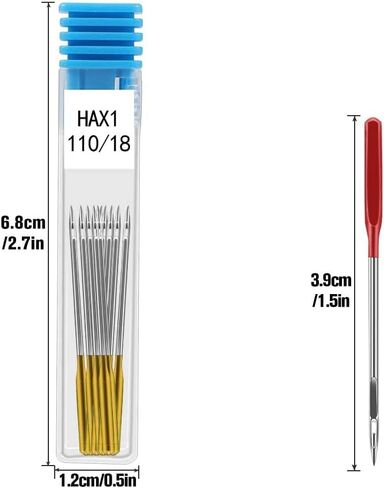 تشاومنجيا 120 قطعة من ابر ماكينة الخياطة ذات النقاط العادية العالمية، متوافقة مع سينجر وبراذر وجانوم وفارماكس بمقاسات 65/9، 75/11، 90/14، 100/16، 110/18 (5 الوان) in Kuwait