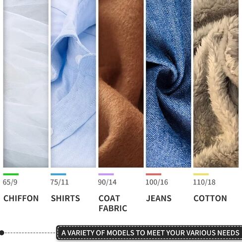 تشاومنجيا 120 قطعة من ابر ماكينة الخياطة ذات النقاط العادية العالمية، متوافقة مع سينجر وبراذر وجانوم وفارماكس بمقاسات 65/9، 75/11، 90/14، 100/16، 110/18 (5 الوان) in Kuwait