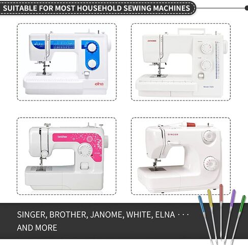 تشاومنجيا 120 قطعة من ابر ماكينة الخياطة ذات النقاط العادية العالمية، متوافقة مع سينجر وبراذر وجانوم وفارماكس بمقاسات 65/9، 75/11، 90/14، 100/16، 110/18 (5 الوان) in Kuwait