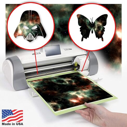 مربعات الفينيل Craftopia Cricut |12 × 12 بوصة| أوراق منقوشة من Galaxy Space لنقل التصميمات اليدوية، سجل القصاصات - لوازم تزيين لاصقة دائمة من الفينيل اللامع للشارات واللافتات in Kuwait