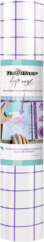 لفة شريط ورق نقل شفاف من TECKWRAP مقاس 30.48 سم × 10 أقدام مع شبكة محاذاة حمراء - شريط نقل فينيل متوسط ​​الحجم للفينيل مثالي لحروف علامات الفينيل ذاتية اللصق، والملصقات، وشارات الرسومات، والجدران in Kuwait