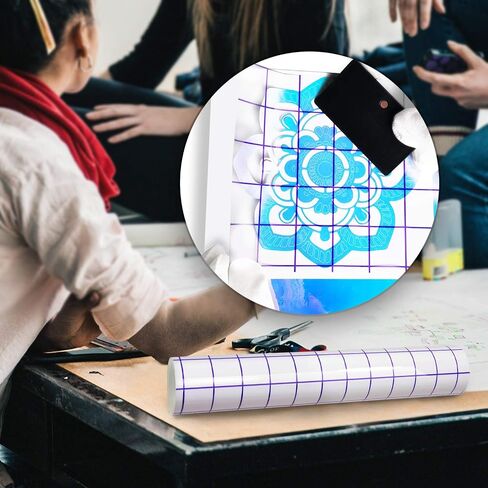 لفة شريط ورق نقل شفاف من TECKWRAP مقاس 30.48 سم × 10 أقدام مع شبكة محاذاة حمراء - شريط نقل فينيل متوسط ​​الحجم للفينيل مثالي لحروف علامات الفينيل ذاتية اللصق، والملصقات، وشارات الرسومات، والجدران in Kuwait