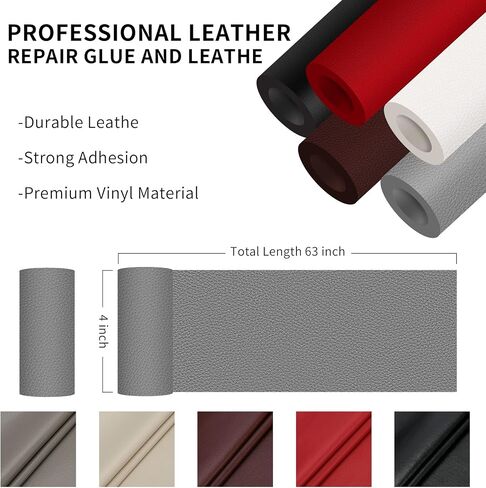 Leather Repair Patch Tape Self Adhesive 4x63 inch, Cuttable Leather Repair Tape for Furniture, Vinyl Repair Kit for Car Seats, Upholstery, Couch, Sofa, Bags, Books, Chair, Ivory in Saudi Arabia