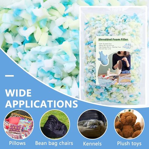 SOCNITC 300g Shredded Foam Fill Bean Bag Filler Foam Shredded Memory Foam Filling for Stuffing, Bean Bag Chair, Pillow, Chairs, Arts Crafts, Multi Color and Shape in Kuwait