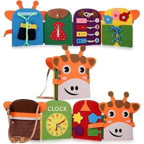 كتاب الأنشطة الهادئة للزرافة، 8 مهارات أساسية. كتاب مشغول للأطفال الصغار، لعبة حسية للأطفال الصغار. تنمية المهارات الحركية والمعرفية والحسية. كتاب السيارة المزدحمة مثالي للسفر. حقيبة ظهر الزرافة in Kuwait