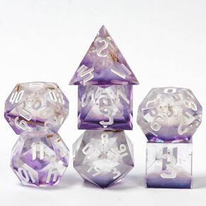 Cusdie Sharp Edges Dice DND، 7 قطع D&D Dice، مجموعة نرد متعددة السطوح مصنوعة يدويًا، للعب الأدوار MTG Pathfinder (نمط أسود)