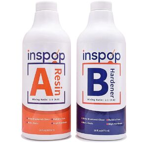 32 أونصة سائلة من مجموعة راتنجات الإيبوكسي والمقوي، كريستال شفاف، آمن للطعام ورائحة منخفضة، خالي من الفقاعات، صلابة عالية للصب (صب عميق) والفن والخشب والمجوهرات والمزيد من المشاريع، 2 جزء من الراتنج 1:1 in Kuwait