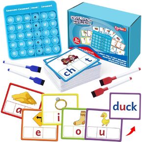 Torlam CVC Word games Phonics Games Sight Words Flash Cards, Spelling Reading Learning Flashcards, Speech Therapy Toy Preschool Kindergarten Classroom Learning Activities Must Have Homeschool Supplies in Kuwait