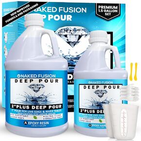 تركيبة من الراتنج الإيبوكسي ديب صب كريستال شفاف 5.08 سم من الراتينج السميك لطاولات النهر، قوالب الراتنج العميقة، خشب حافة الحية وصب الفن العميق - مجموعة 1 1/2 جالون - غير سام -Zero Voc in Kuwait