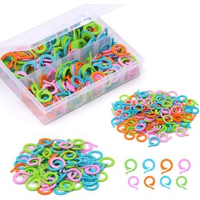Iuuidu 200 Pcs Colorful Crochet Stitch Markers, Knitting Stitch Rings Size S/L, Crochet Locking Counter Stitch Marker Ring with Plastic Box Accessories for DIY and Handmade Crafts in Kuwait