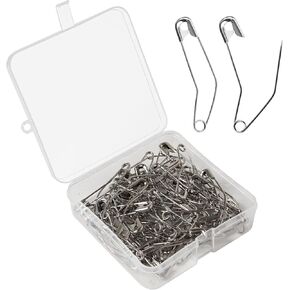 Popokk 100 قطعة دبابيس أمان منحنية مقاس 3 دبابيس اللحف دبابيس تغطية اللحف المنحنية 2.2 بوصة دبابيس أمان منحنية لحياكة اللحف (فضية) in Kuwait