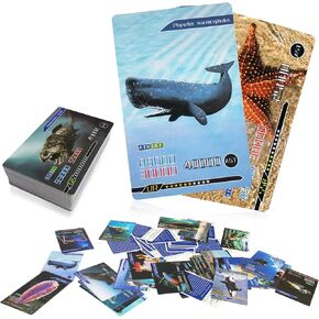 AMINFUN 55PCS Ocean Animals Fish Learning Cards, Marine Animal Halobios Fan Collectible Cards, Ocean Lives and Undersea Animals Flash Card, Educational Learning Toys for Kids, Gift for Boys and Girls